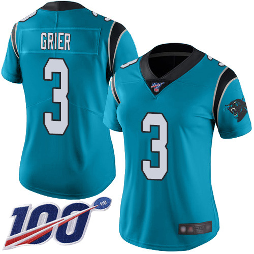 Carolina Panthers Limited Blue Women Will Grier Alternate Jersey NFL Football #3 100th Season Vapor Untouchable->carolina panthers->NFL Jersey